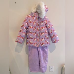 Girls Unicorn Ski Suit 5-6 (jacket and bib)
